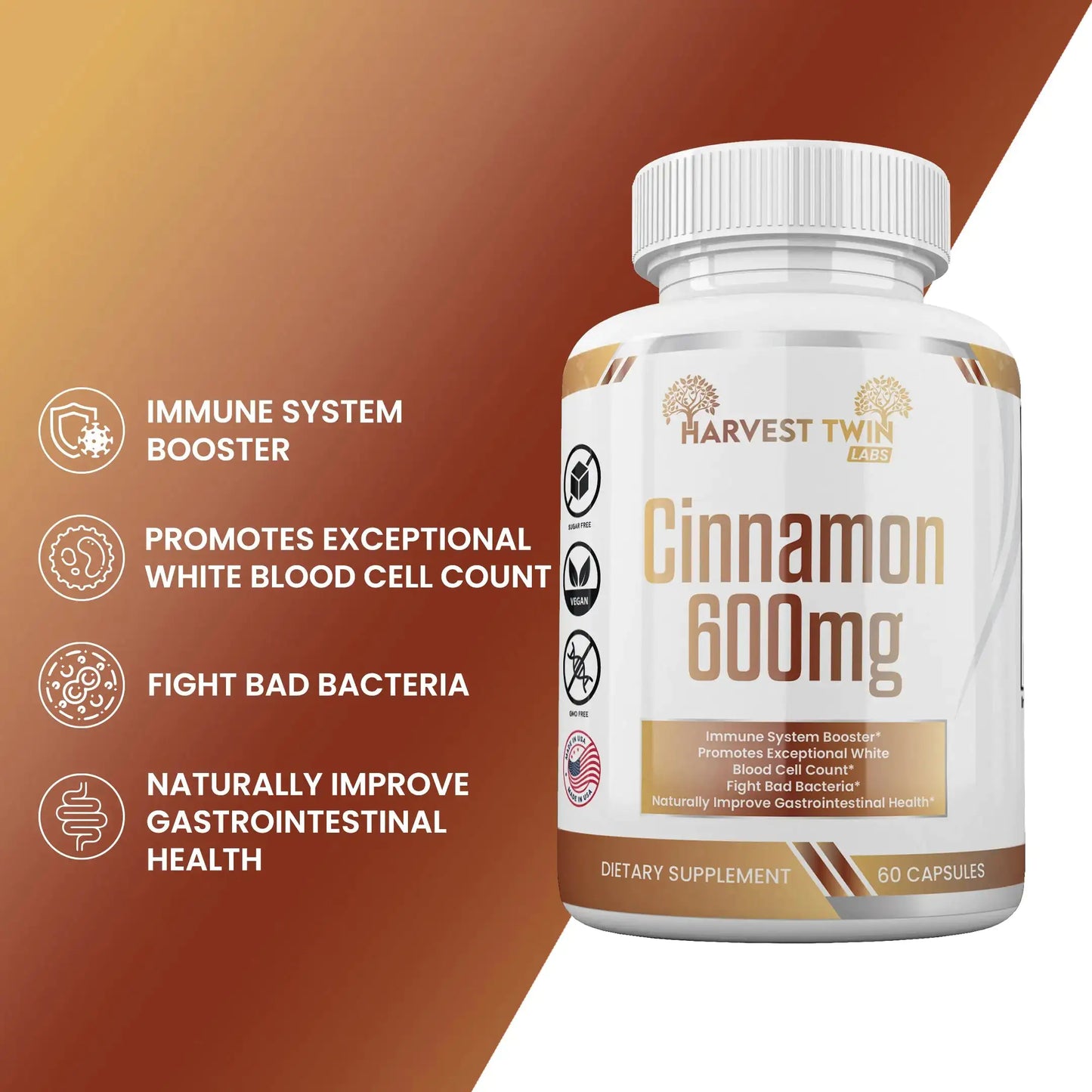 Harvest Twins Cinnamon Dietary Supplements - 600mg