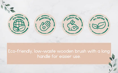 Premium Dry Brushing Body Brush Set for Lymphatic Drainage and Cellulite Treatment, Boar Bristle Long Handle Dry Brush, Exfoliating Face Cleansing Brush for A Glowing Skin