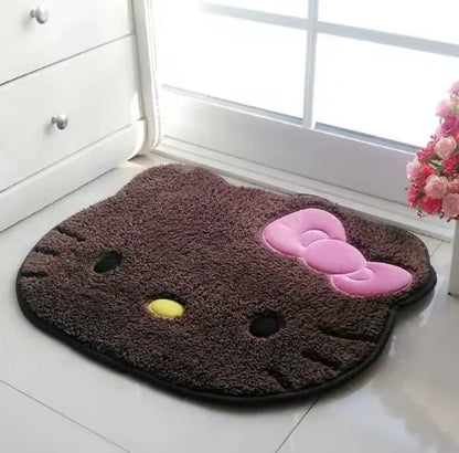 Cute Kitty Cat Face Cartoon Kawaii Bedroom Rugs, Bath Mat, Pink Carpet, 8 Colors, 50 x 60 cm