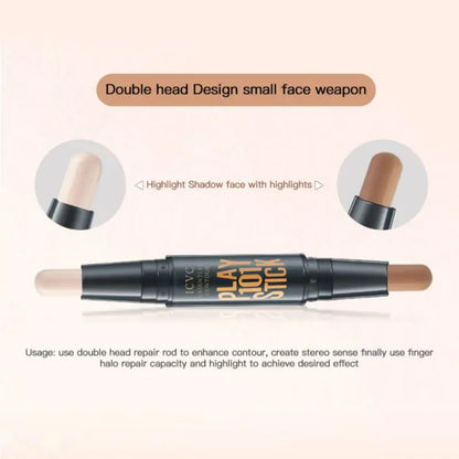 Shiny Shimmer 2-in-1 Double Head Highlighter Stick Contouring Stick Multifunctional Makeup Sticks Contouring Pen for Face Brightens