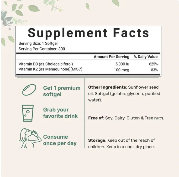 Vitamin D3 + K2 Softgels