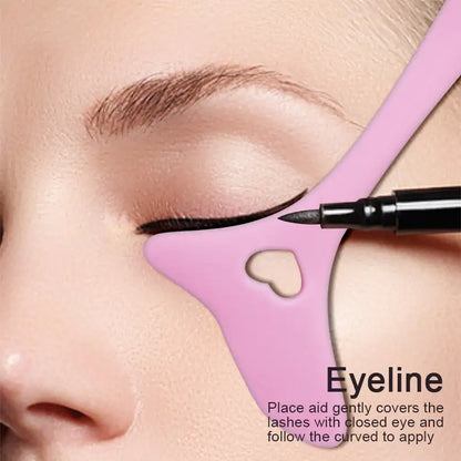 Eyeliner Stencils, Waterproof Mascara Shield Multifunctional Winged Eyeliner Stencil for Lash, Eyebrow, and Lip e.t.c, Reusable Silicone Eyeliner Tool Pink Lash Guard Makeup Tool