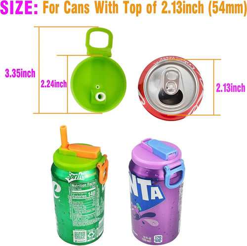 Color Soda Can Lids, Silicone Straws Soda Can Covers, Soda Can Lids with Straw, Reusable Can Covers For Soda, BPA-Free, for Fits Standard for Canned Beverage, Beer, Juice.