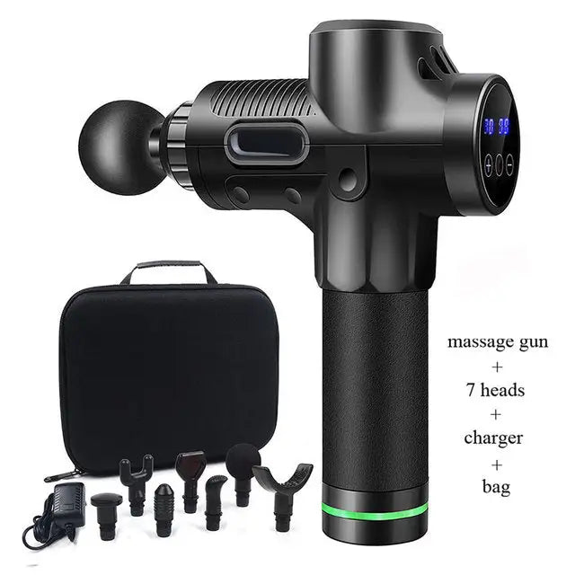 Massage Gun, Percussion Muscle Massage Gun for Athletes, Powerful Portable Electric Handheld Deep Tissue Massager Gun, LED Touch Display, 7 Attachments, Carry Case Gift