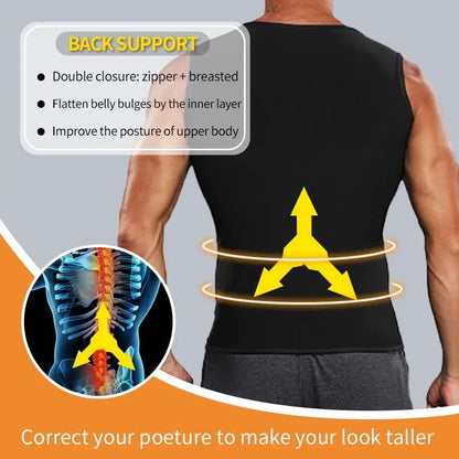 Men's Heat Trapping Pullover Sweat Enhancing Vest - Sauna Suit Shirt Compression Vest Shapewear Top for Gym Exercise