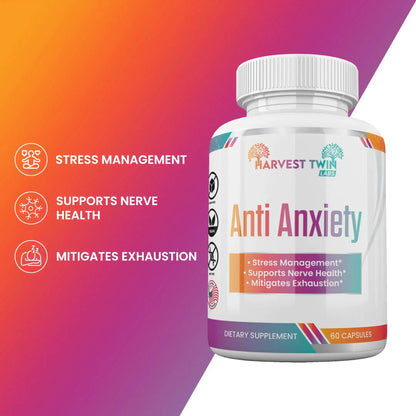 Harvest Twin Anti-Anxiety Supplement for Stress Reduction, Cortisol Levels, Relaxation, and Mood Balance