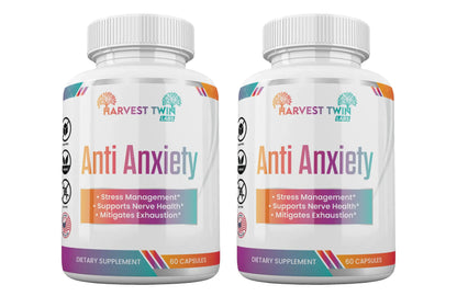 Harvest Twin Anti-Anxiety Supplement for Stress Reduction, Cortisol Levels, Relaxation, and Mood Balance