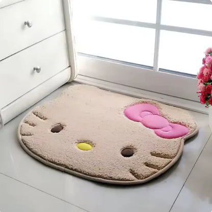 Cute Kitty Cat Face Cartoon Kawaii Bedroom Rugs, Bath Mat, Pink Carpet, 8 Colors, 50 x 60 cm