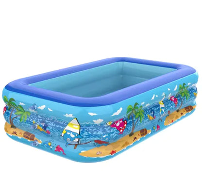 Kiddie Pool, 120cm × 90cm × 33cm Inflatable Pool with Inflatable Soft Floor, Cool Summer Swimming Pool for Kids and Family, Blow Up Pool for Backyard, Garden, Indoor, or Outdoor