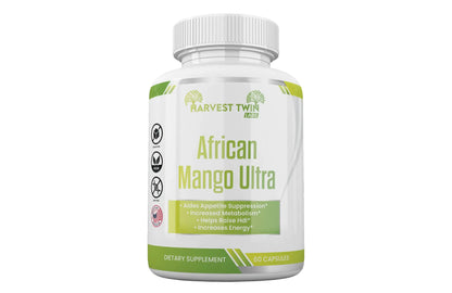 Harvest Twin African Mango Ultra Weight Loss Supplement for Healthy Weight Management - Standardized to Contain 10% Flavones - Non-GMO, Vegan-Friendly, Gluten-Free.