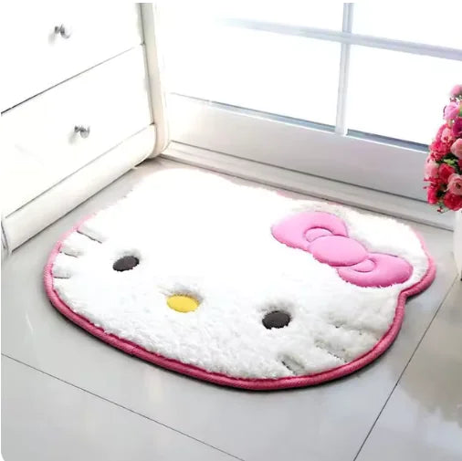 Cute Kitty Cat Face Cartoon Kawaii Bedroom Rugs, Bath Mat, Pink Carpet, 8 Colors, 50 x 60 cm