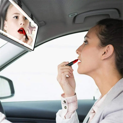 Car Mirror Vanity with Lights, Car Visor Mirror, Rechargeable LED Mirror for Car with 3 Light Modes, Car Sun Visor Vanity Mirror for Car, Truck, Suv. Car Makeup Mirror Accessories, White.