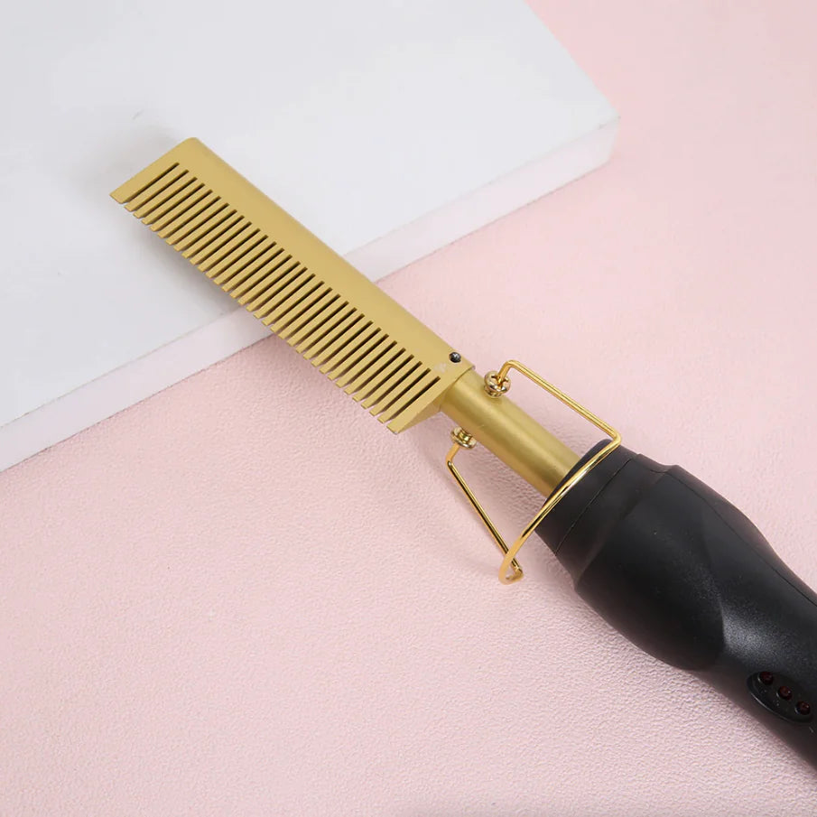 Hot Comb, 450°F High Heat Electric Hot Comb, Hot Comb Hair Straightener for Black Hair Wigs, with Anti-Scald Case, Dual Voltage & 60 Min Auto Shut-Off, for Men Women Travel Home Use