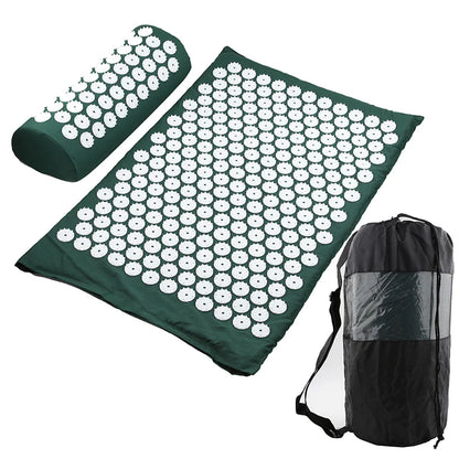 Acupressure Mat Massage Acupuncture Mat and Pillow Set Ideal for Neck, Back and Shoulder Pain Remedy and Stress Relief with Spike Points