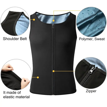 Men's Heat Trapping Pullover Sweat Enhancing Vest - Sauna Suit Shirt Compression Vest Shapewear Top for Gym Exercise