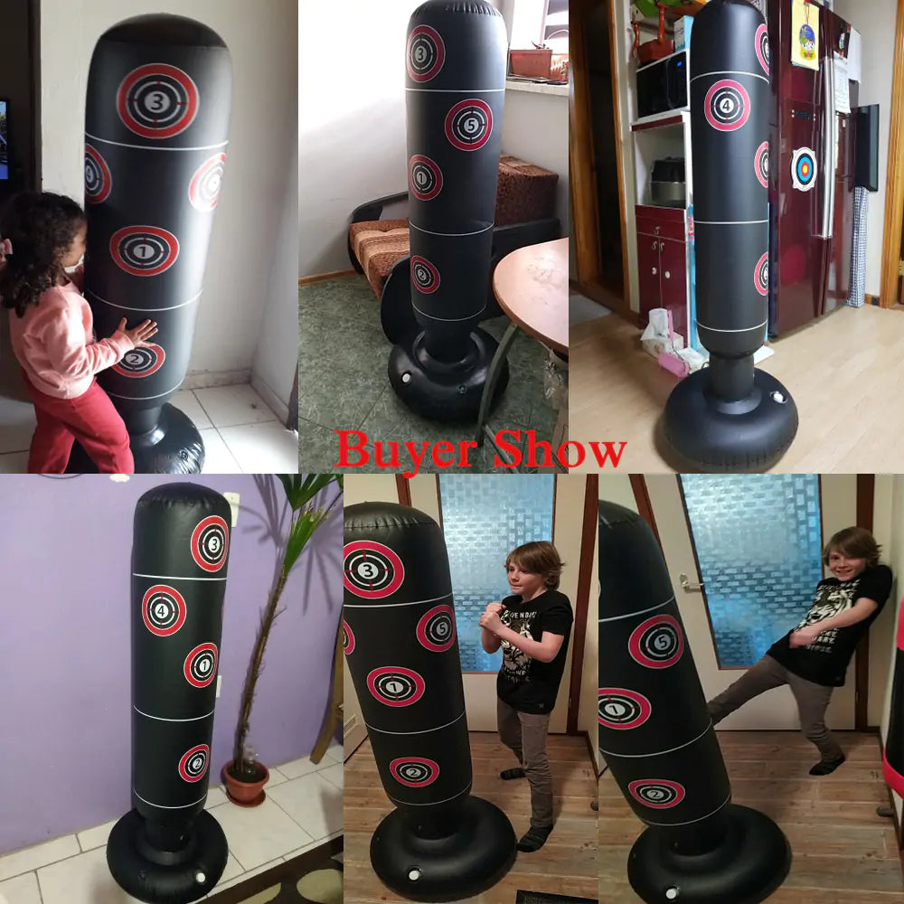 Punching Bag for Kids, Teen, and Adult - 61in" Extra Large Heavy Duty Inflatable Boxing Bag with Stand for Kids - Karate Stocking Stuffers, Gift for Boys