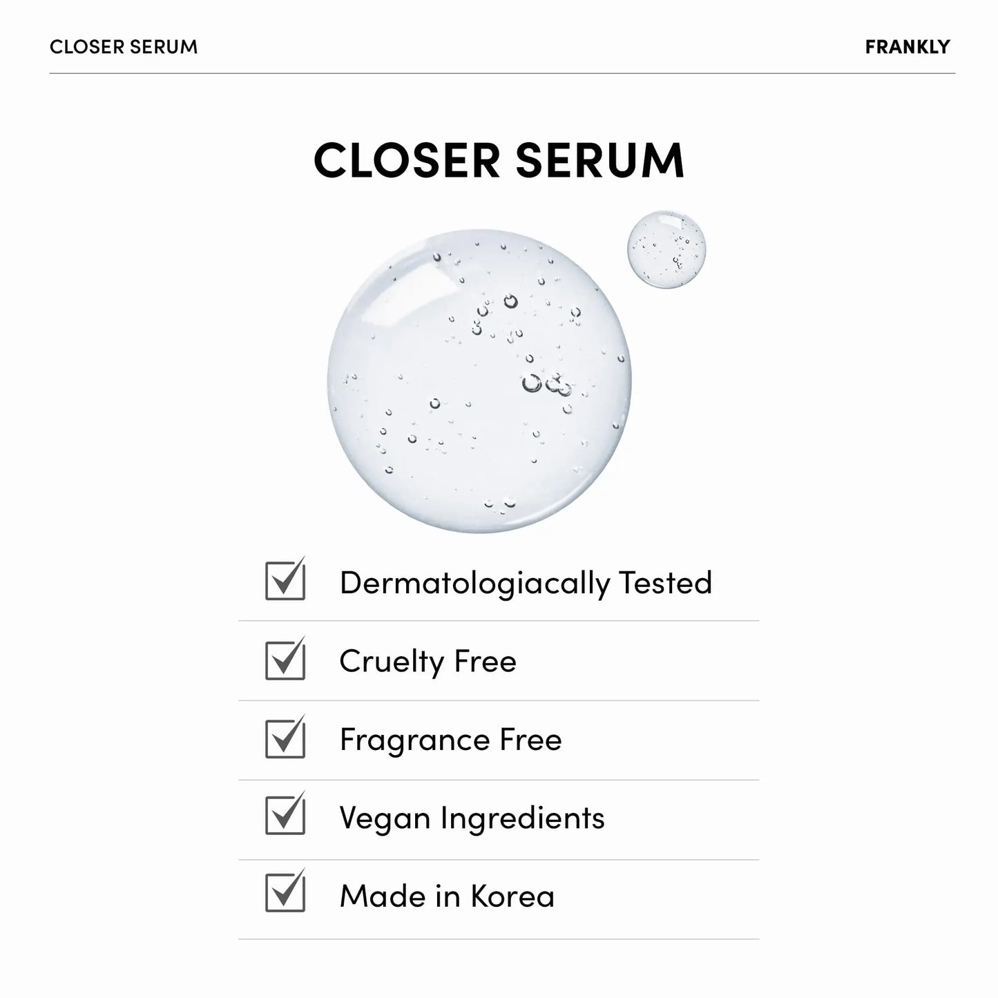 Frankly Closer Serum - Pore Minimizing, Anti-Aging, Elasticity, Hydration, Plump & Dewy Skin |9 Peptides, Vegan Collagen, PHA |Non-comedogenic & Derm Tested Korean Skincare |All skin types |2.03 fl.oz 2.03 Fl Oz (Pack of 1)