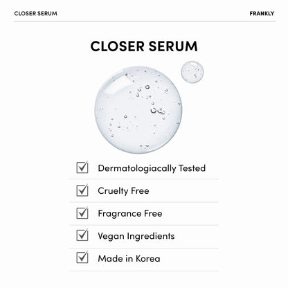 Frankly Closer Serum - Pore Minimizing, Anti-Aging, Elasticity, Hydration, Plump & Dewy Skin |9 Peptides, Vegan Collagen, PHA |Non-comedogenic & Derm Tested Korean Skincare |All skin types |2.03 fl.oz 2.03 Fl Oz (Pack of 1)