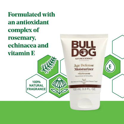 BULLDOG Mens Skincare and Grooming Face Moisturizer Age Defense, 3.3 Fluid Ounce Age Defying