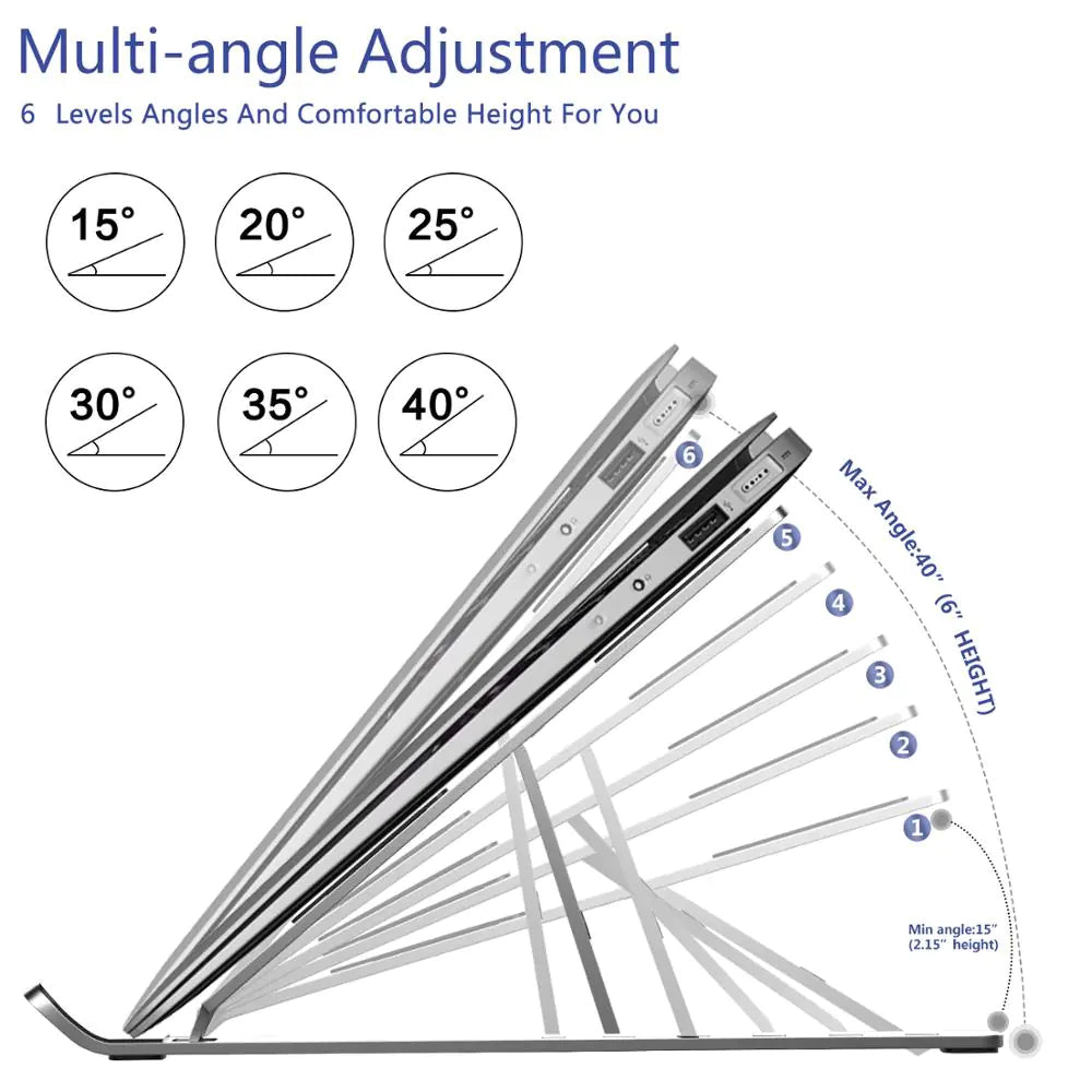 Portable Laptop Stand, Ergonomic Aluminum Laptop Mount Stand, Detachable Laptop Riser Notebook Holder Stand Compatible with MacBook, Dell, Lenovo and More.