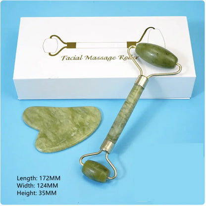 Jade Roller Facial Massage Roller Gua Sha Scraping Stone Natural Skin Slimming Firming Roller Eye Neck Beauty Tool for Mother Anti Aging Wrinkles Puffiness