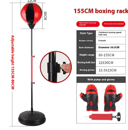 Punching Bag with Stand for Adults Kids, Freestanding Reflex Speed Bags with 55’’-62.5’’ Adjustable Height, Boxing Equipment with Gloves for Home Gym Workout MMA Training, Fitness