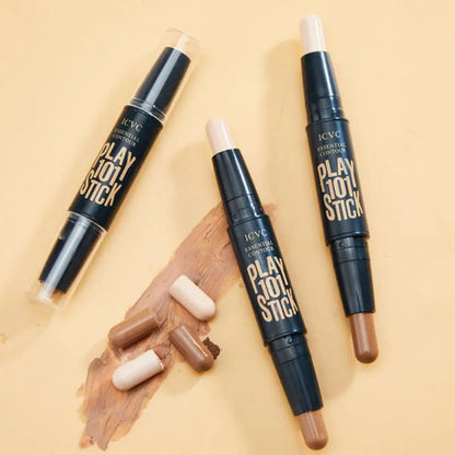 Shiny Shimmer 2-in-1 Double Head Highlighter Stick Contouring Stick Multifunctional Makeup Sticks Contouring Pen for Face Brightens