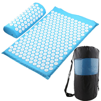 Acupressure Mat Massage Acupuncture Mat and Pillow Set Ideal for Neck, Back and Shoulder Pain Remedy and Stress Relief with Spike Points