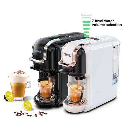 Small Espresso Machine Coffee Maker: 1450W Single & Lungo Serve Coffee Maker Programmable for NES Original Pods/Dolc* Gusto Capsules/Coffee Powder - for Latte, Cappuccino, Home Use