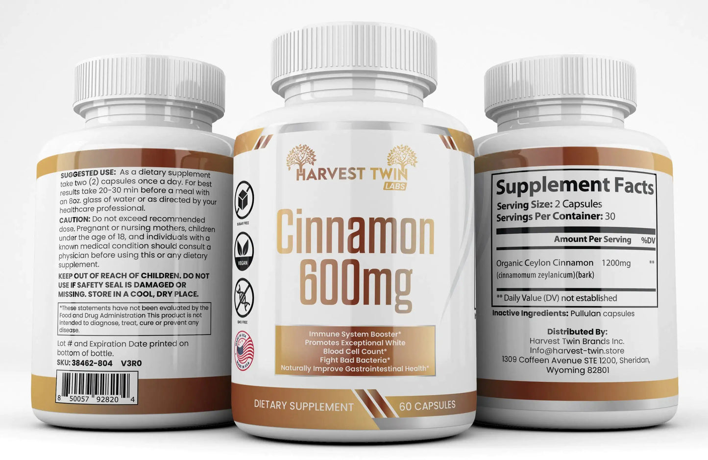 Harvest Twins Cinnamon Dietary Supplements - 600mg