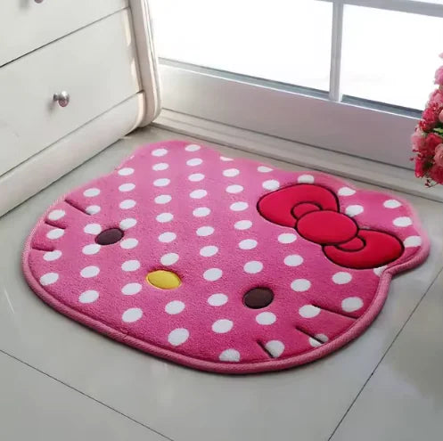 Cute Kitty Cat Face Cartoon Kawaii Bedroom Rugs, Bath Mat, Pink Carpet, 8 Colors, 50 x 60 cm