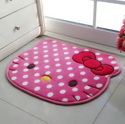 Cute Kitty Cat Face Cartoon Kawaii Bedroom Rugs, Bath Mat, Pink Carpet, 8 Colors, 50 x 60 cm