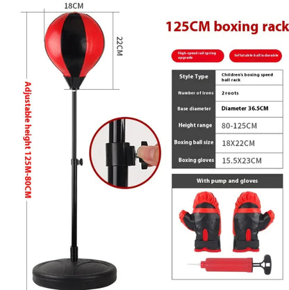 Punching Bag with Stand for Adults Kids, Freestanding Reflex Speed Bags with 55’’-62.5’’ Adjustable Height, Boxing Equipment with Gloves for Home Gym Workout MMA Training, Fitness