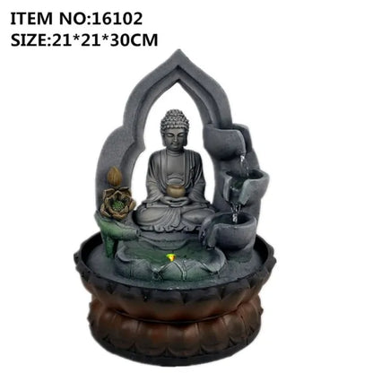 Tabletop Water Fountain Buddha Statue Tabletop Humidifiers Indoor Waterfall Fountain Home Decoration for Office, Living Room, or Bedroom