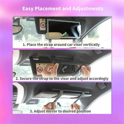 Car Mirror Vanity with Lights, Car Visor Mirror, Rechargeable LED Mirror for Car with 3 Light Modes, Car Sun Visor Vanity Mirror for Car, Truck, Suv. Car Makeup Mirror Accessories, White.