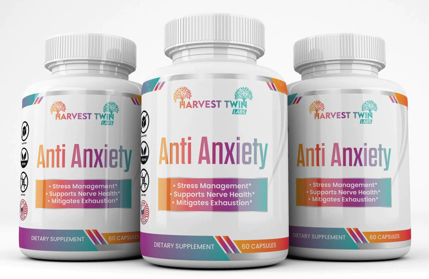 Harvest Twin Anti-Anxiety Supplement for Stress Reduction, Cortisol Levels, Relaxation, and Mood Balance