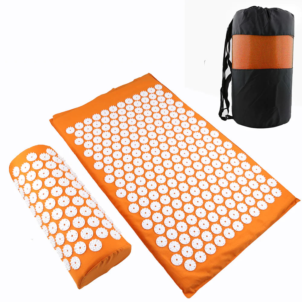 Acupressure Mat Massage Acupuncture Mat and Pillow Set Ideal for Neck, Back and Shoulder Pain Remedy and Stress Relief with Spike Points