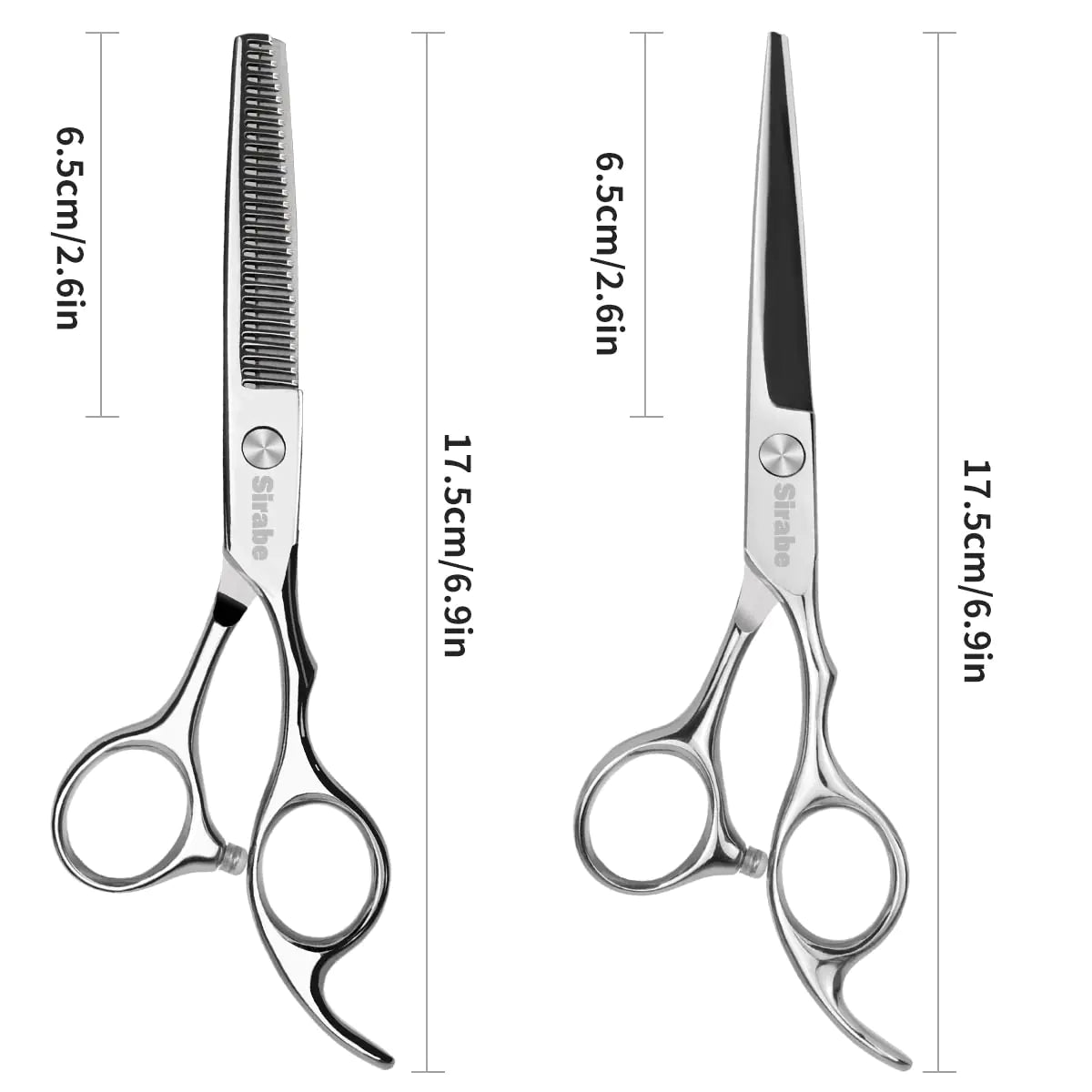 Hair Cutting Scissors Thinning Shears Kit, 6.5 inch Professional Haircut Scissors for Beard Trimming Shaping with Comb Case, Hairdressing Shears Set Silver