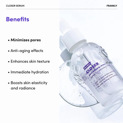 Frankly Closer Serum - Pore Minimizing, Anti-Aging, Elasticity, Hydration, Plump & Dewy Skin |9 Peptides, Vegan Collagen, PHA |Non-comedogenic & Derm Tested Korean Skincare |All skin types |2.03 fl.oz 2.03 Fl Oz (Pack of 1)