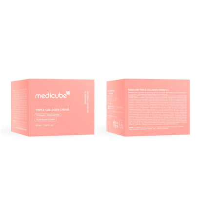 Medicube Triple Collagen Cream - Hydrating & Firming Moisturizer with Hyaluronic Acid, Premium Elastin, Shea Butter - Wrinkle Care & Boosts Elasticity - Korean Skincare, 1.69 oz