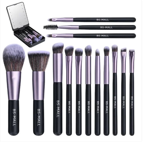 Makeup Brushes with Luminous Mirror