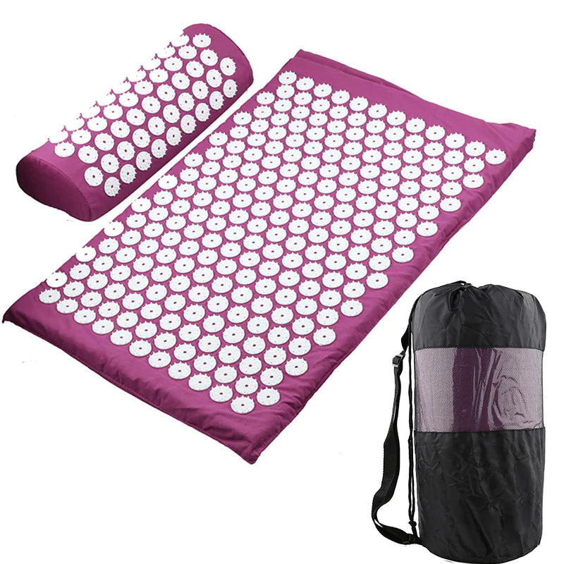 Acupressure Mat Massage Acupuncture Mat and Pillow Set Ideal for Neck, Back and Shoulder Pain Remedy and Stress Relief with Spike Points