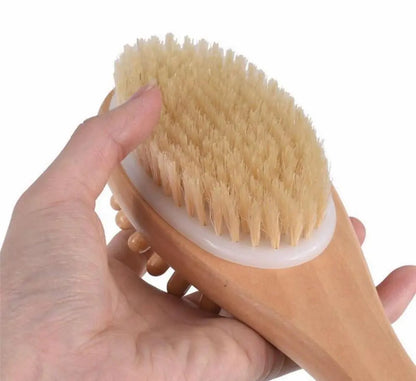 Premium Dry Brushing Body Brush Set for Lymphatic Drainage and Cellulite Treatment, Boar Bristle Long Handle Dry Brush, Exfoliating Face Cleansing Brush for A Glowing Skin