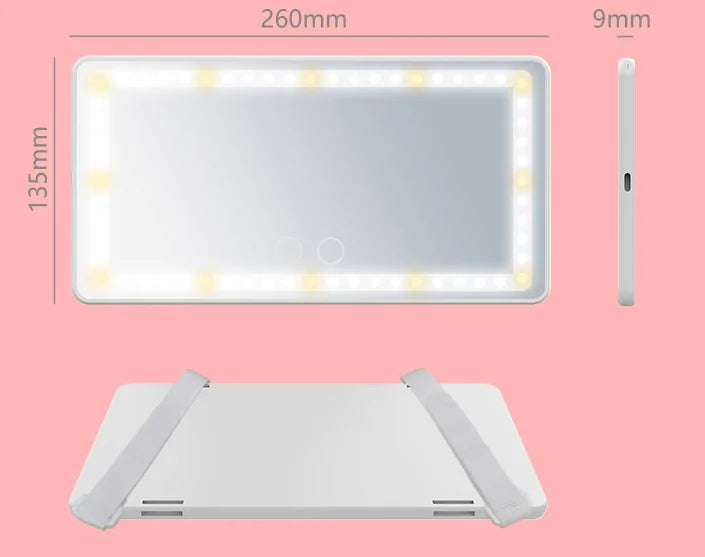 Car Mirror Vanity with Lights, Car Visor Mirror, Rechargeable LED Mirror for Car with 3 Light Modes, Car Sun Visor Vanity Mirror for Car, Truck, Suv. Car Makeup Mirror Accessories, White.