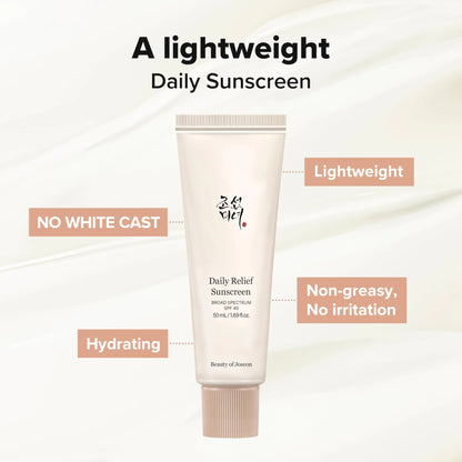 Beauty of Joseon Daily Relief Sunscreen for face Sun moisturizing with Broad Spectrum SPF 40 Korean sunscreen skincare 50ml, 1.69 fl.oz