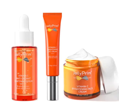 Jelly Prim Vitamin C Holiday Gift Set, Smoothing & Brightening Skin Care Routine for All Skin Types, Hypoallergenic, Fragrance-Free, Paraben-Free, Clean, Vegan, Cruelty-Free