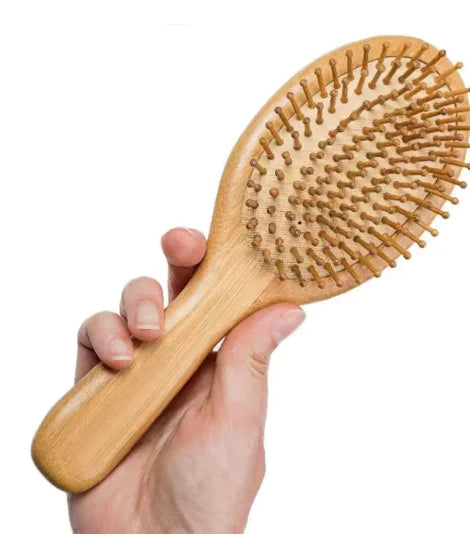 100% Natural Bamboo Hair Brush Detangling Massage Anti-Static Hair Comb Wooden Bristle