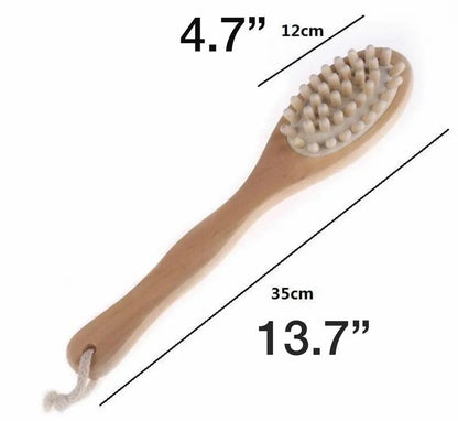 Premium Dry Brushing Body Brush Set for Lymphatic Drainage and Cellulite Treatment, Boar Bristle Long Handle Dry Brush, Exfoliating Face Cleansing Brush for A Glowing Skin