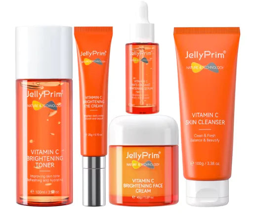 Jelly Prim Vitamin C Holiday Gift Set, Smoothing & Brightening Skin Care Routine for All Skin Types, Hypoallergenic, Fragrance-Free, Paraben-Free, Clean, Vegan, Cruelty-Free