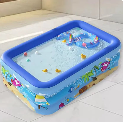 Kiddie Pool, 120cm × 90cm × 33cm Inflatable Pool with Inflatable Soft Floor, Cool Summer Swimming Pool for Kids and Family, Blow Up Pool for Backyard, Garden, Indoor, or Outdoor